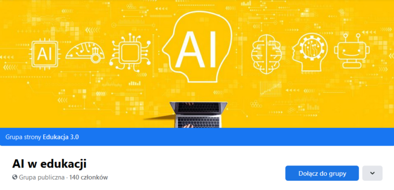 Baner grupy społecznościowej na Facebooku - AI w edukacji