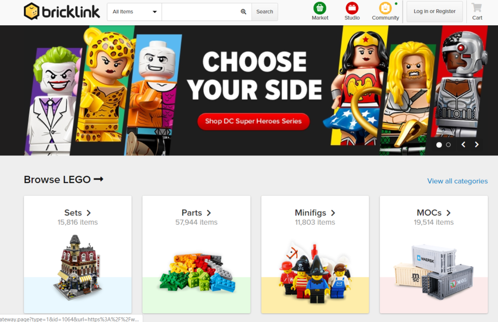 Zrzut ekranu ze strony Bricklink