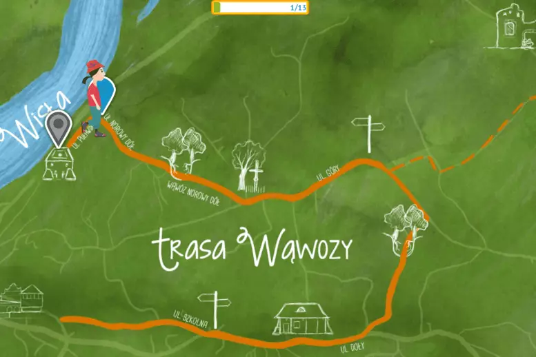 Mały Przyrodnik Przygoda Kazimierz Dolny Esterka - trasa Wisła Mapa A
