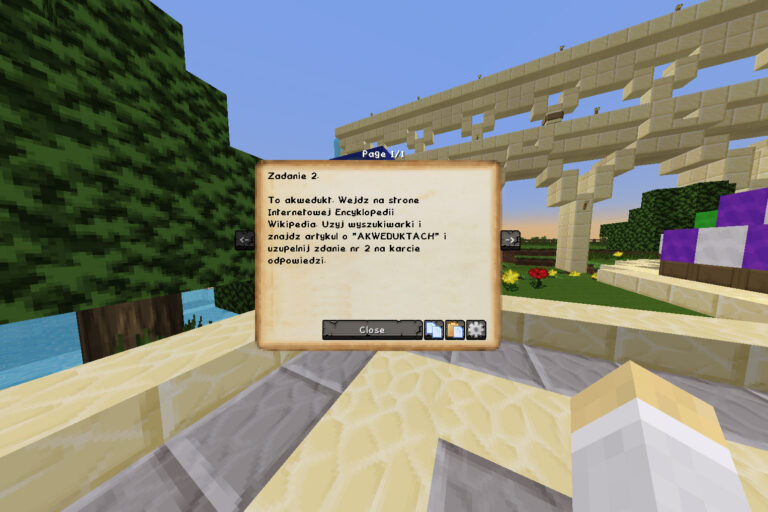 Zrzut ekranu przedstawia przykładowe zadanie w grze Minecraft